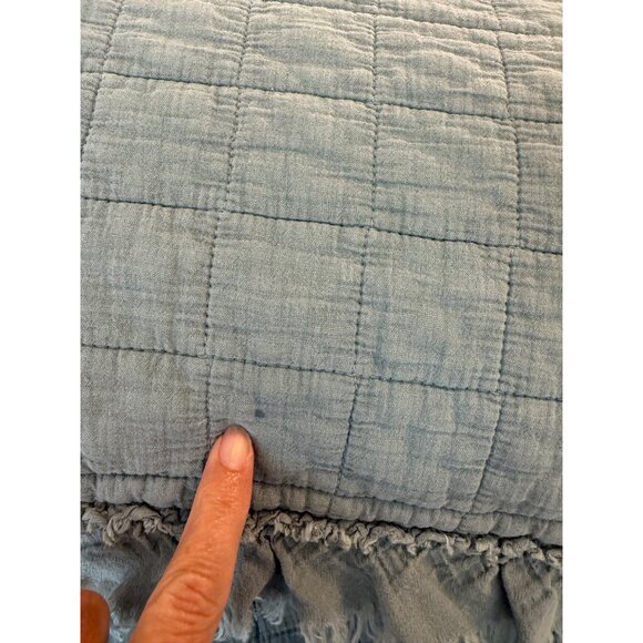 Shabby Chic King Size Quilted Comforter Set 2 Pillow Shams Frayed Edges Cotton - Picture 9 of 16